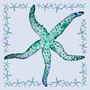 Cushion Cover - Starfish - Aqua